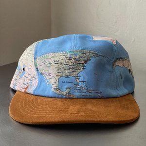 5-Panel World Map Earth Hat